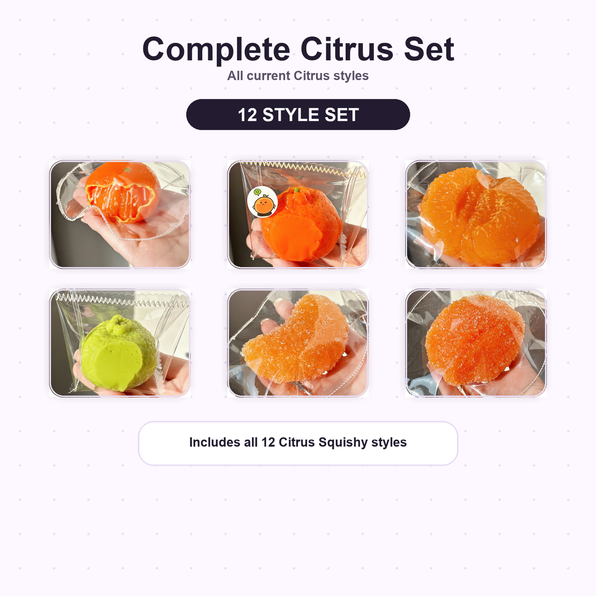 Complete Citrus Squishy set with all current styles