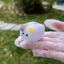 Calico Cube Cat slow-rise silicone squishy close-up